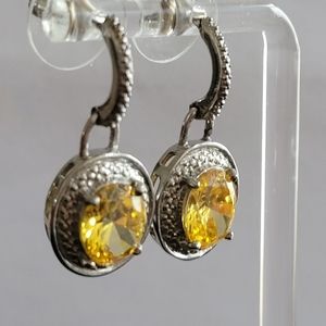 Yellow cz earrings 925 sterling silver